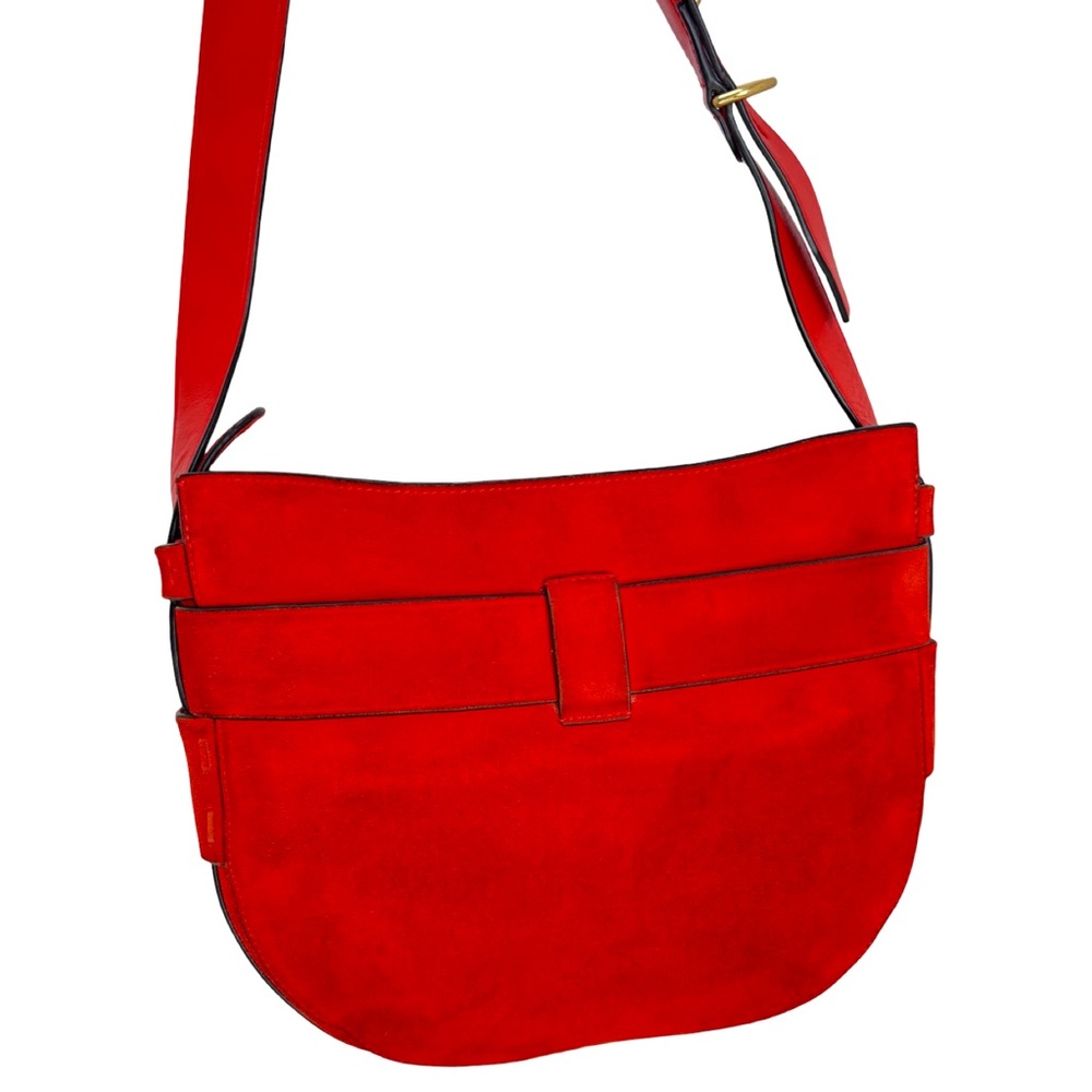 Rare Tory Burch Gemini Link Suede Shoulder Bag Red Gold Hardware – Showstopper - Picture 11 of 17